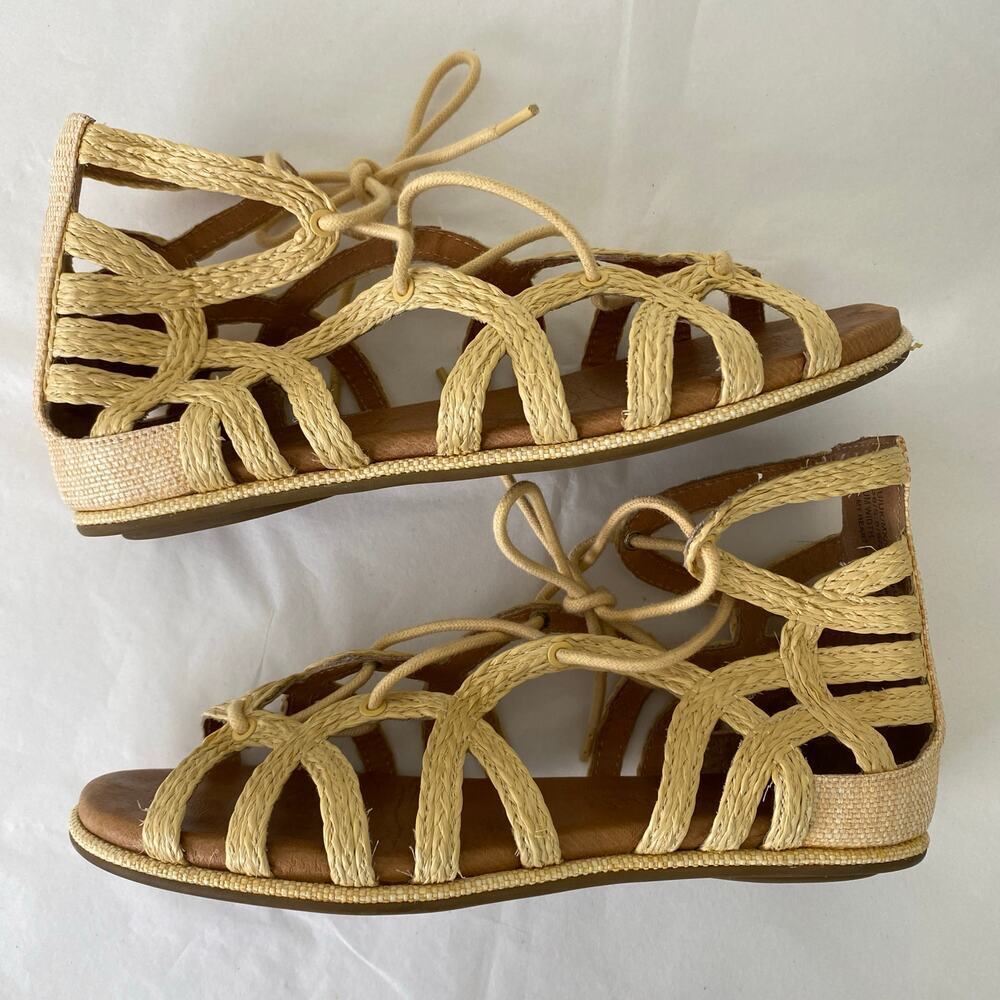 Gentle Souls Break My Heart 3 Raffia Leather Gladiator Sandals 7.5 - Picture 5 of 11